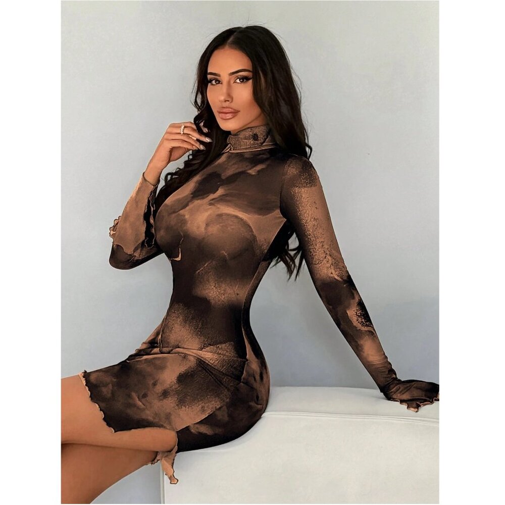 2 for $10 Mock Neck Mesh Mini Dress Large